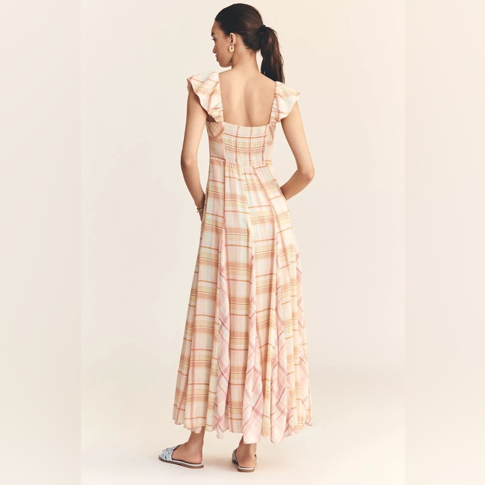NWT! Anthropologie Maeve Linen Blend Flutter-Sleeve A-Line Midi Dress 🍐 - Picture 4 of 4